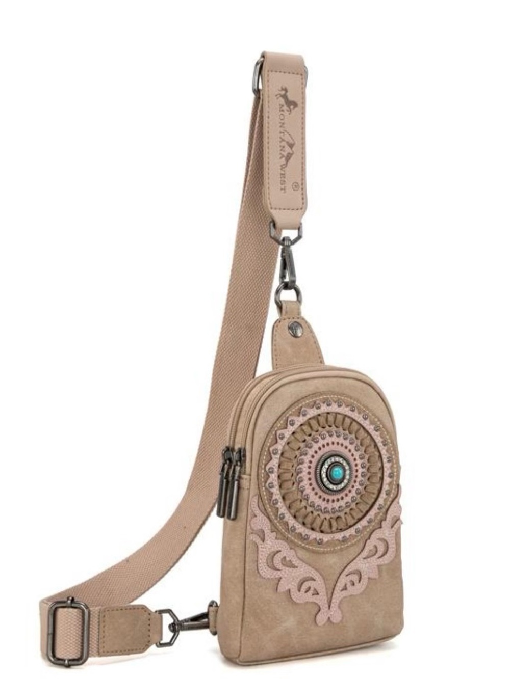 BNWT Montana West Concho Embroidered Collection Sling Bag